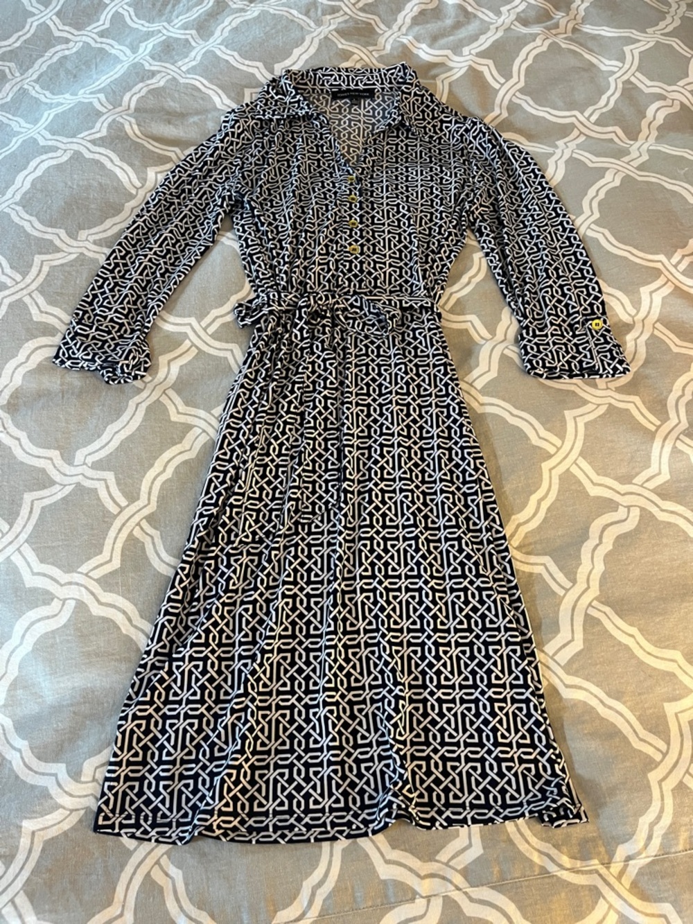 Jones New York Geometric Print Shirt Dress